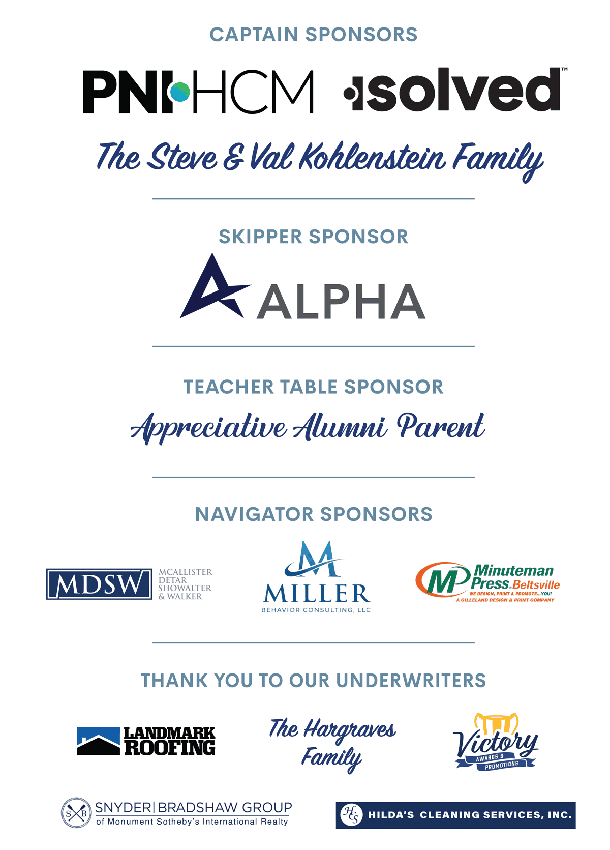 Gala Sponsors